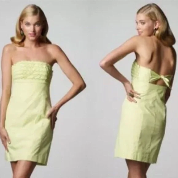 Lilly Pulitzer light yellow and white seersucker Franco dress 0 - Picture 2 of 12